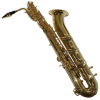 K. Glaser Bariton Saxophon in Gold mit Koffer, Mundstück + Blätt